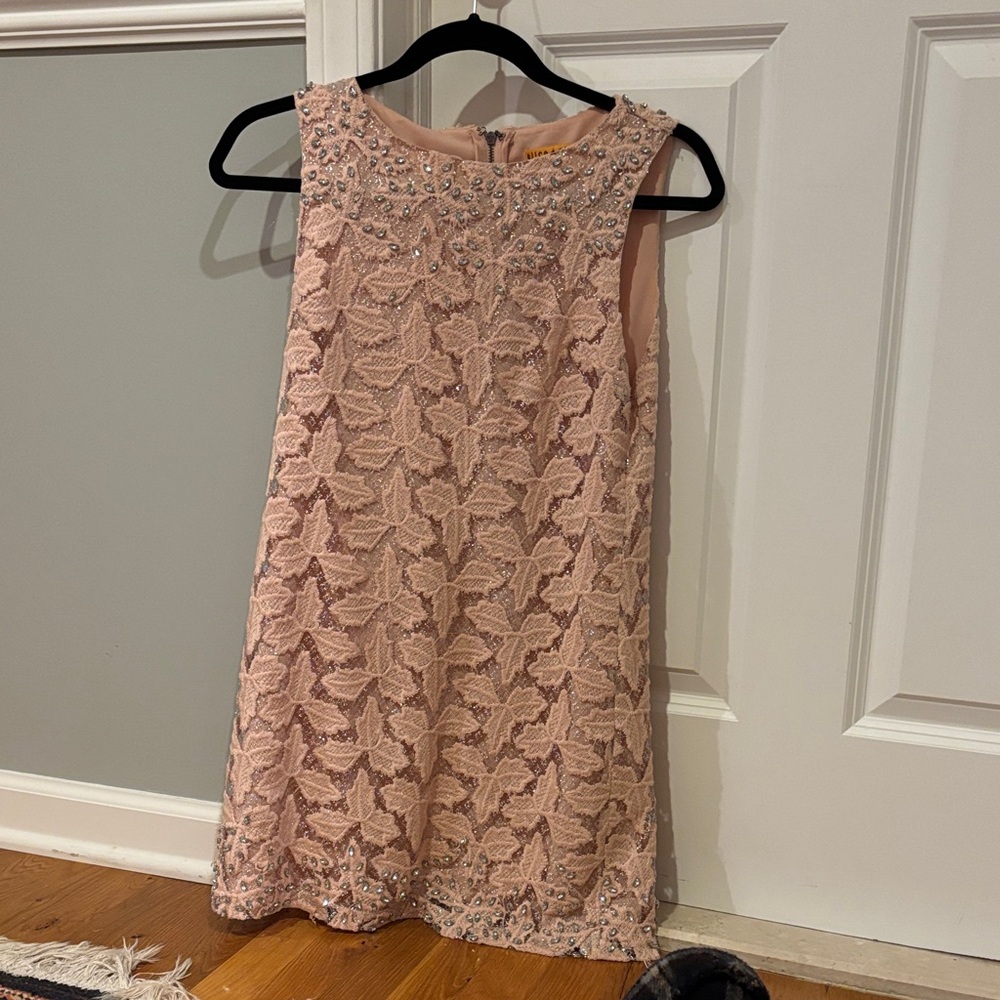 Alice + Olivia Pink Embellished Mini Dress